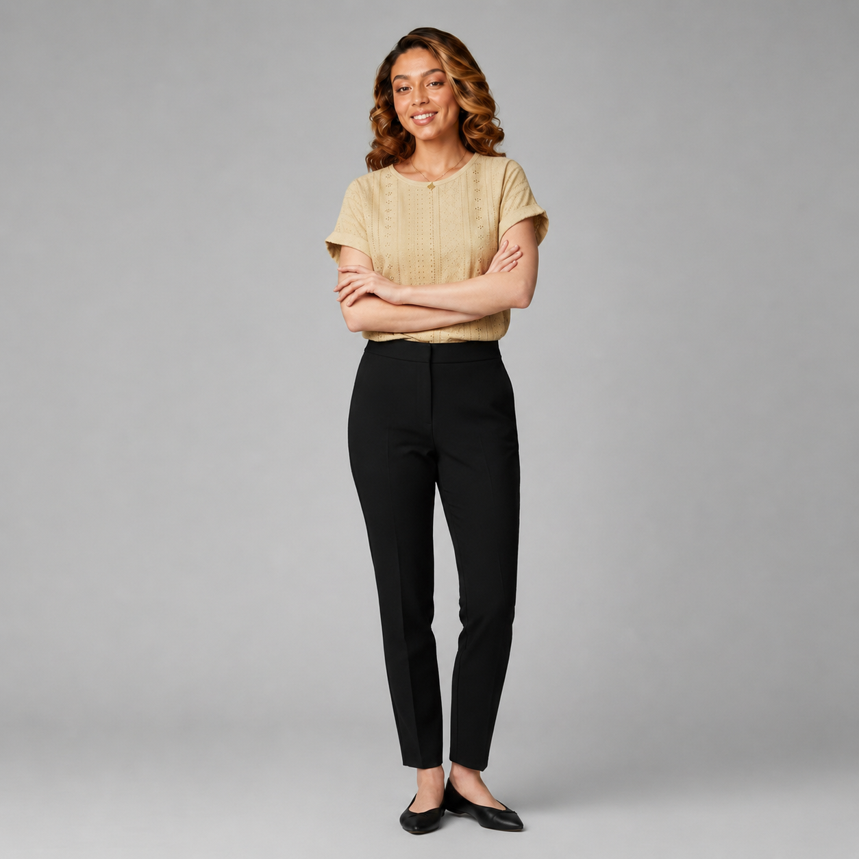 Bella Freizeitshirt | Lochstickerei Baumwoll-Top mit Ärmeln