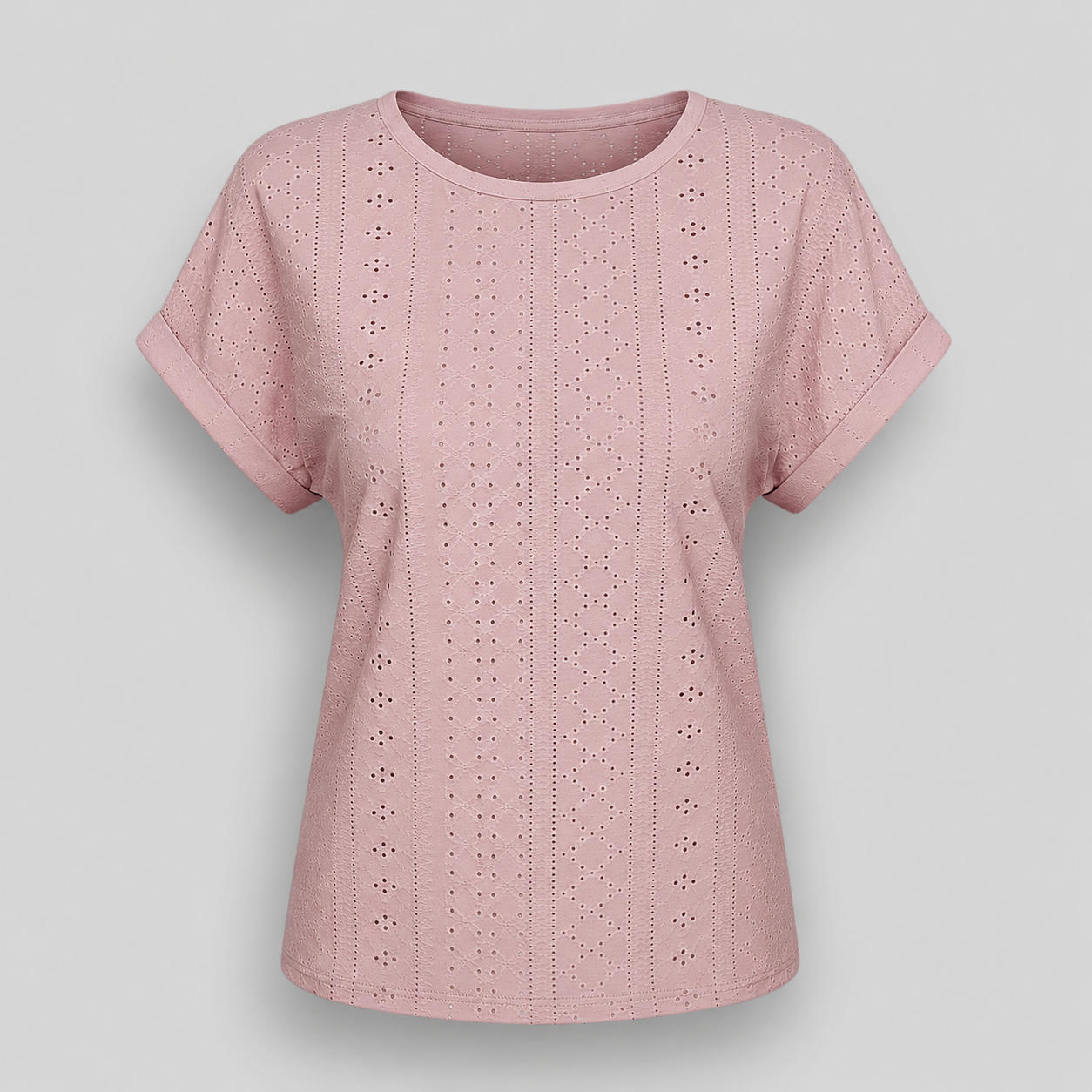 Bella Freizeitshirt | Lochstickerei Baumwoll-Top mit Ärmeln
