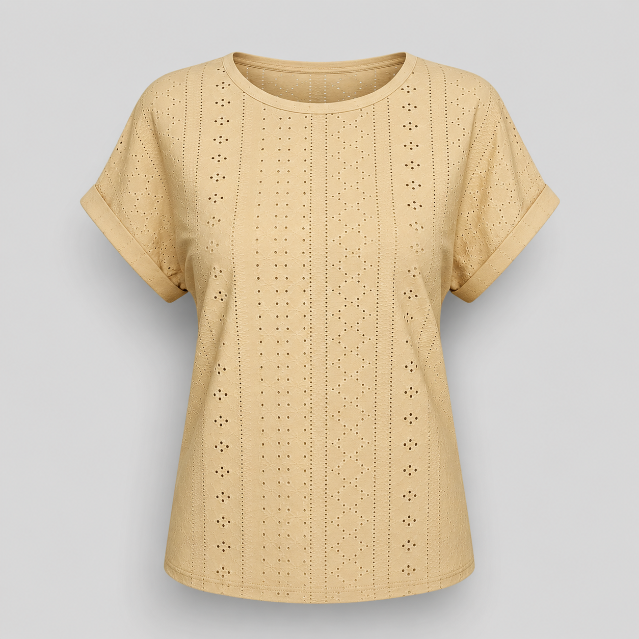 Bella Freizeitshirt | Lochstickerei Baumwoll-Top mit Ärmeln