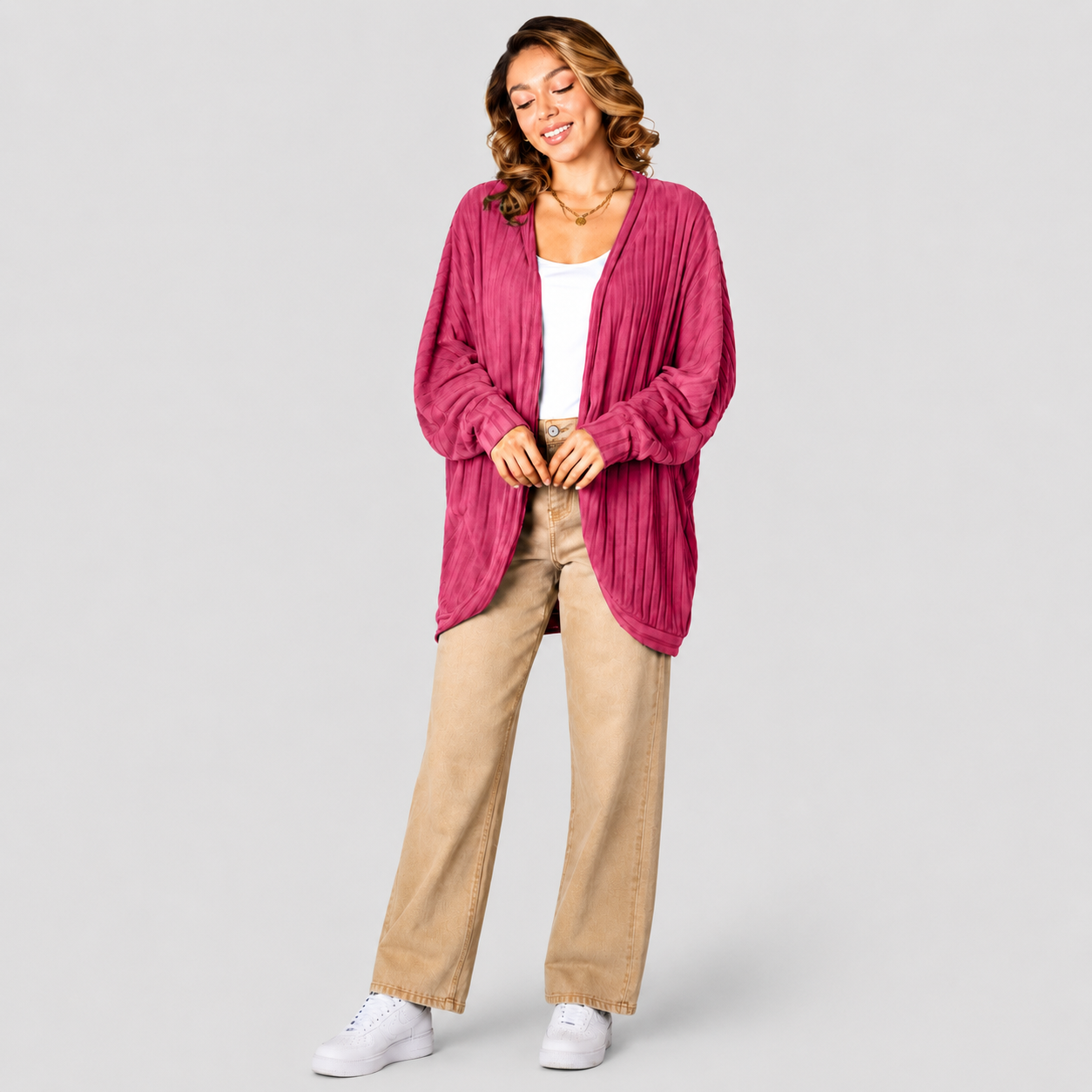 Damen Strickjacke mit offener Front | Leicht & Locker Geschnitten