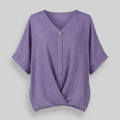 Damen Twist-Bluse mit V-Ausschnitt | Strukturierter Leinen-Look