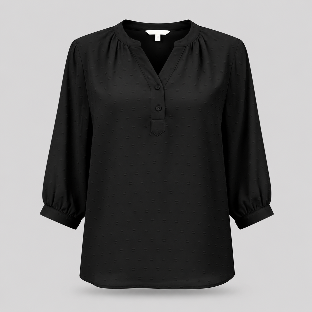 Damen Strukturierte Bluse | V-Ausschnitt & 3/4 Ballonärmel