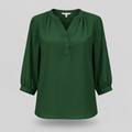 Damen Strukturierte Bluse | V-Ausschnitt & 3/4 Ballonärmel