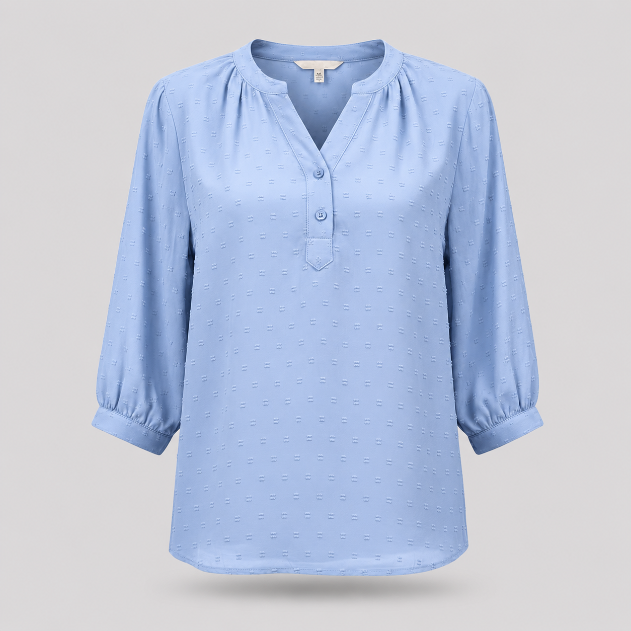 Damen Strukturierte Bluse | V-Ausschnitt & 3/4 Ballonärmel