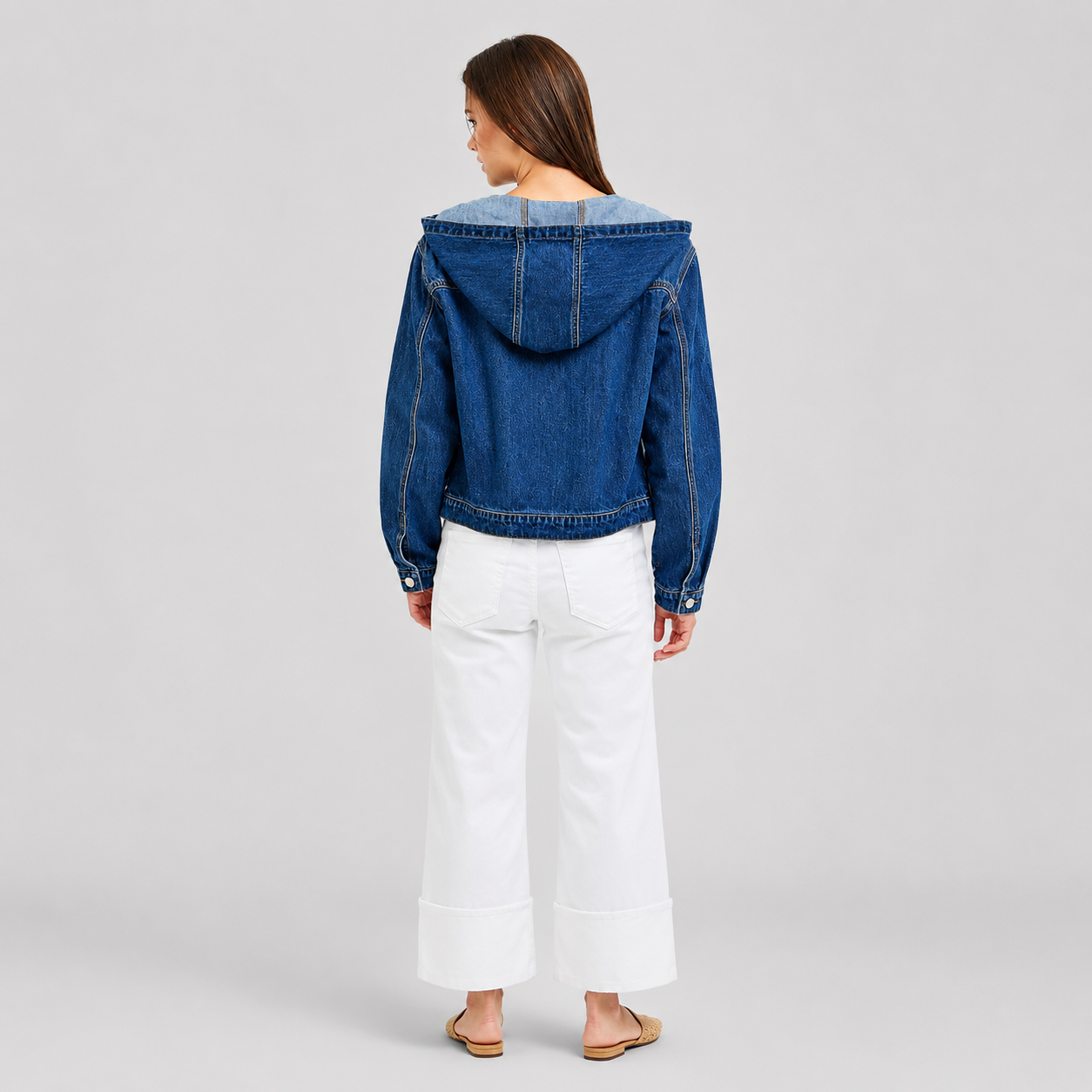 Damen Jeansjacke mit Kapuze | Klassischer Schnitt & Kordelzug