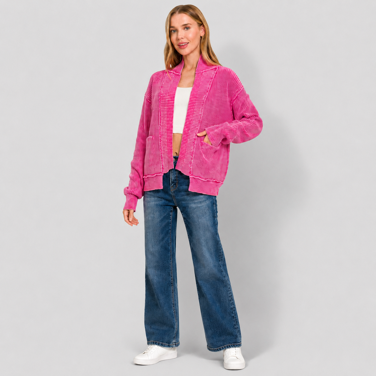 Damen Strickjacke mit Knopfleiste | Weich & Locker Geschnitten