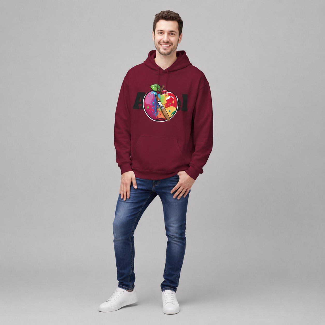 Herren Bemalter Apfel Grafik Hoodie | Lucys Vintage