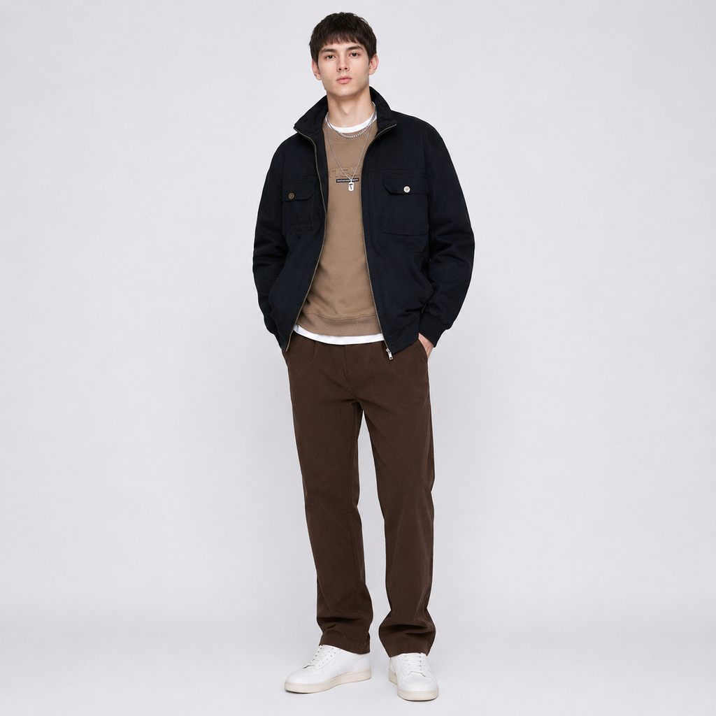 Herren Plus Size Leichte Zip-Up Jacke | Lucy's Vintage