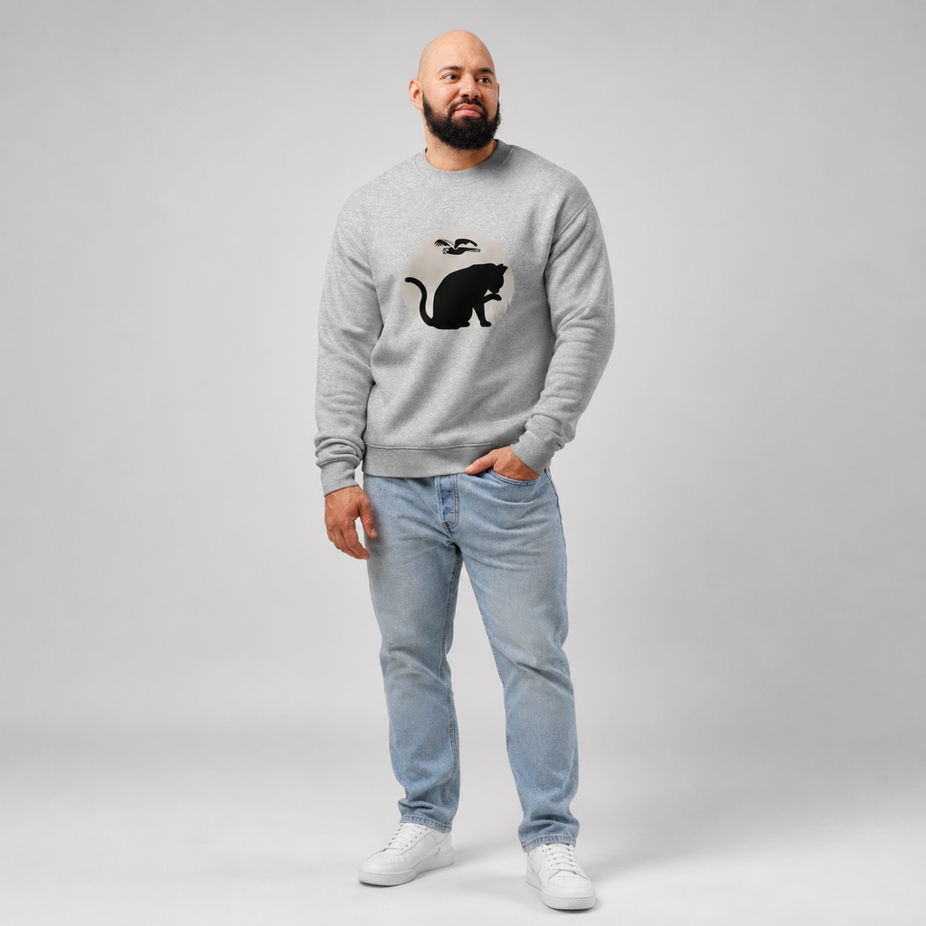 Herren Katzen-Silhouette Rundhals-Sweatshirt | Lucys Vintage