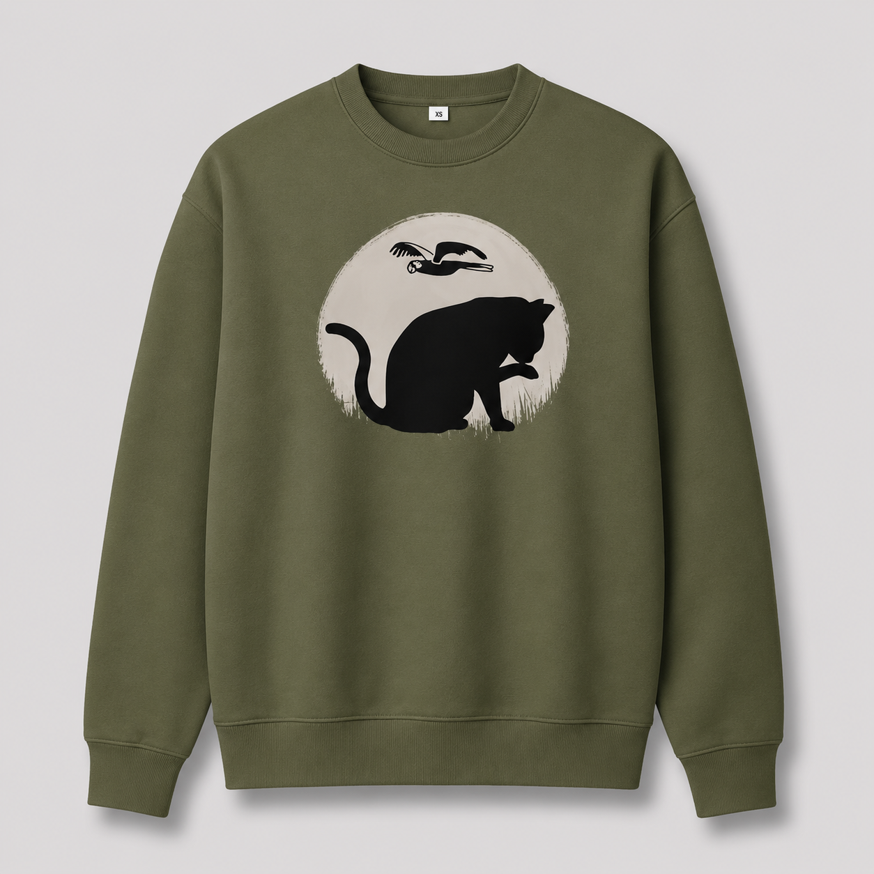 Herren Katzen-Silhouette Rundhals-Sweatshirt | Lucys Vintage