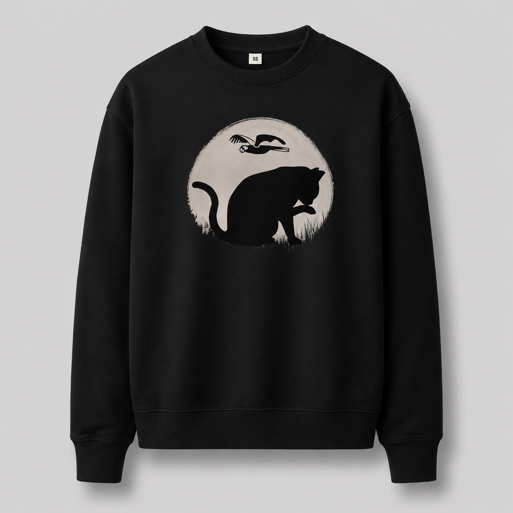 Herren Katzen-Silhouette Rundhals-Sweatshirt | Lucys Vintage