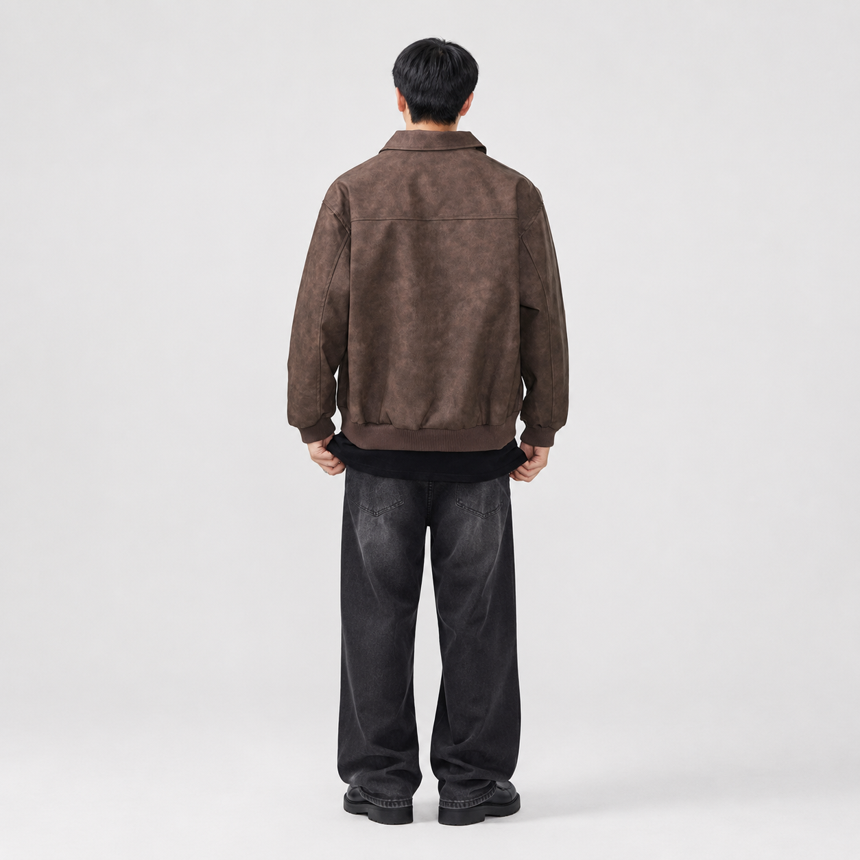 Herren Plus Size Wildleder-Optik Zip-Up Jacke | Lucy's Vintage