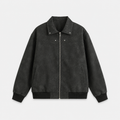Herren Plus Size Wildleder-Optik Zip-Up Jacke | Lucy's Vintage