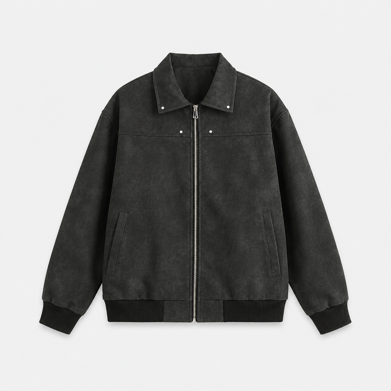 Herren Plus Size Wildleder-Optik Zip-Up Jacke | Lucy's Vintage