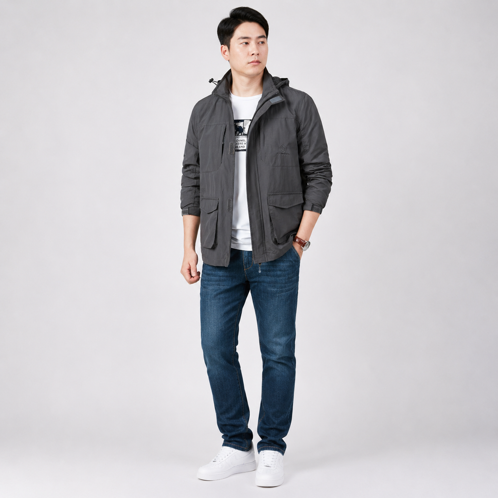 
Herren Plus Size Leichte Kapuzenjacke | Lucy's Vintage