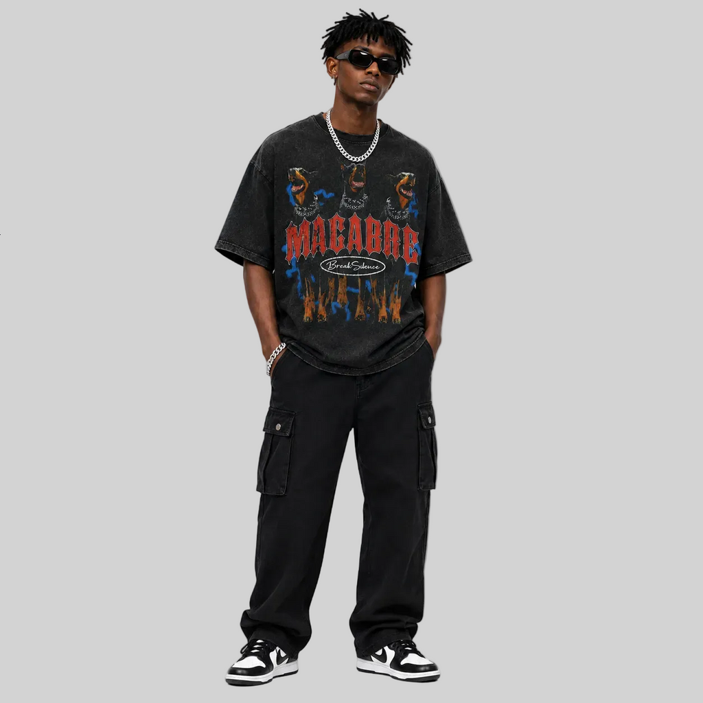 Herren Oversized Hunde-Grafik T-Shirt