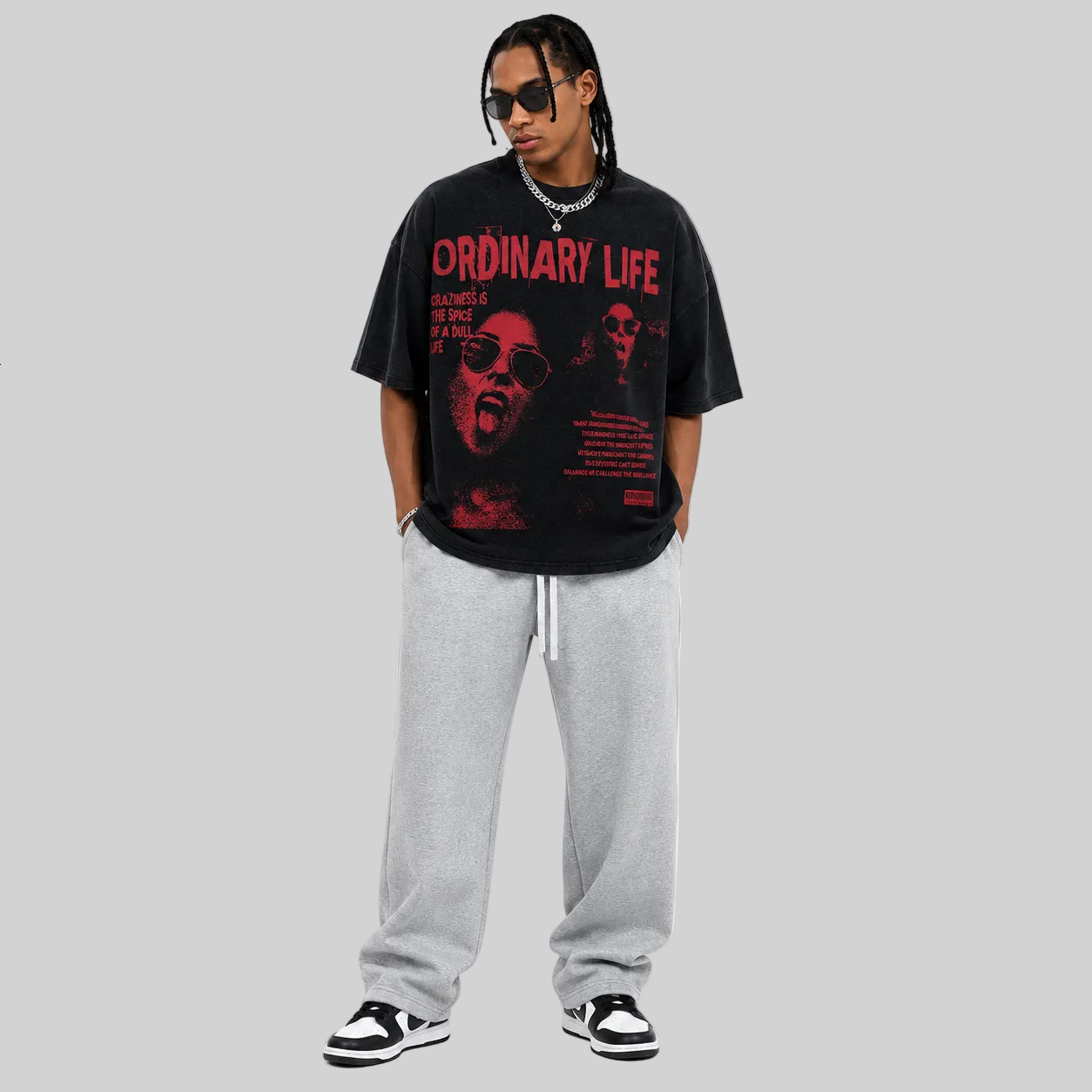 Herren Oversized Vintage Grafik Print T-Shirt — "Ordinary Life"