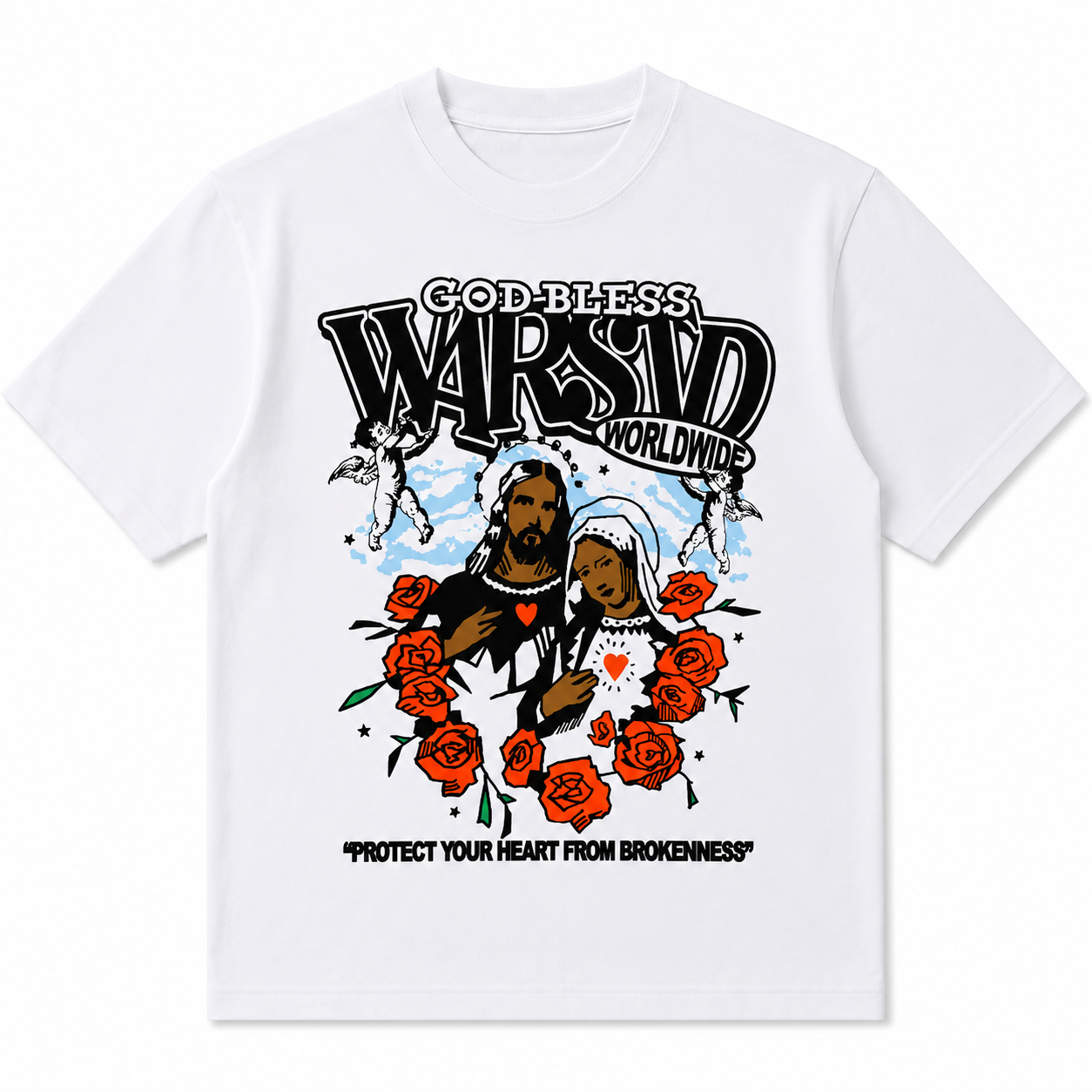 Herren Oversized Vintage Wash T-Shirt | God Bless Rosen-Print