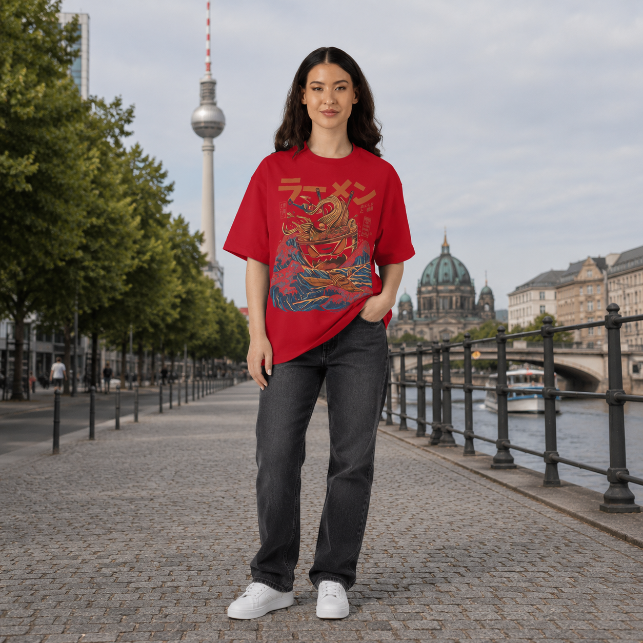 Damen Ramen Wave Oversized T-Shirt — Lucys Vintage